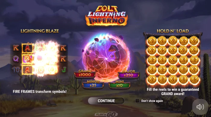 Colt Lightning Inferno მთავარი ეკრანი